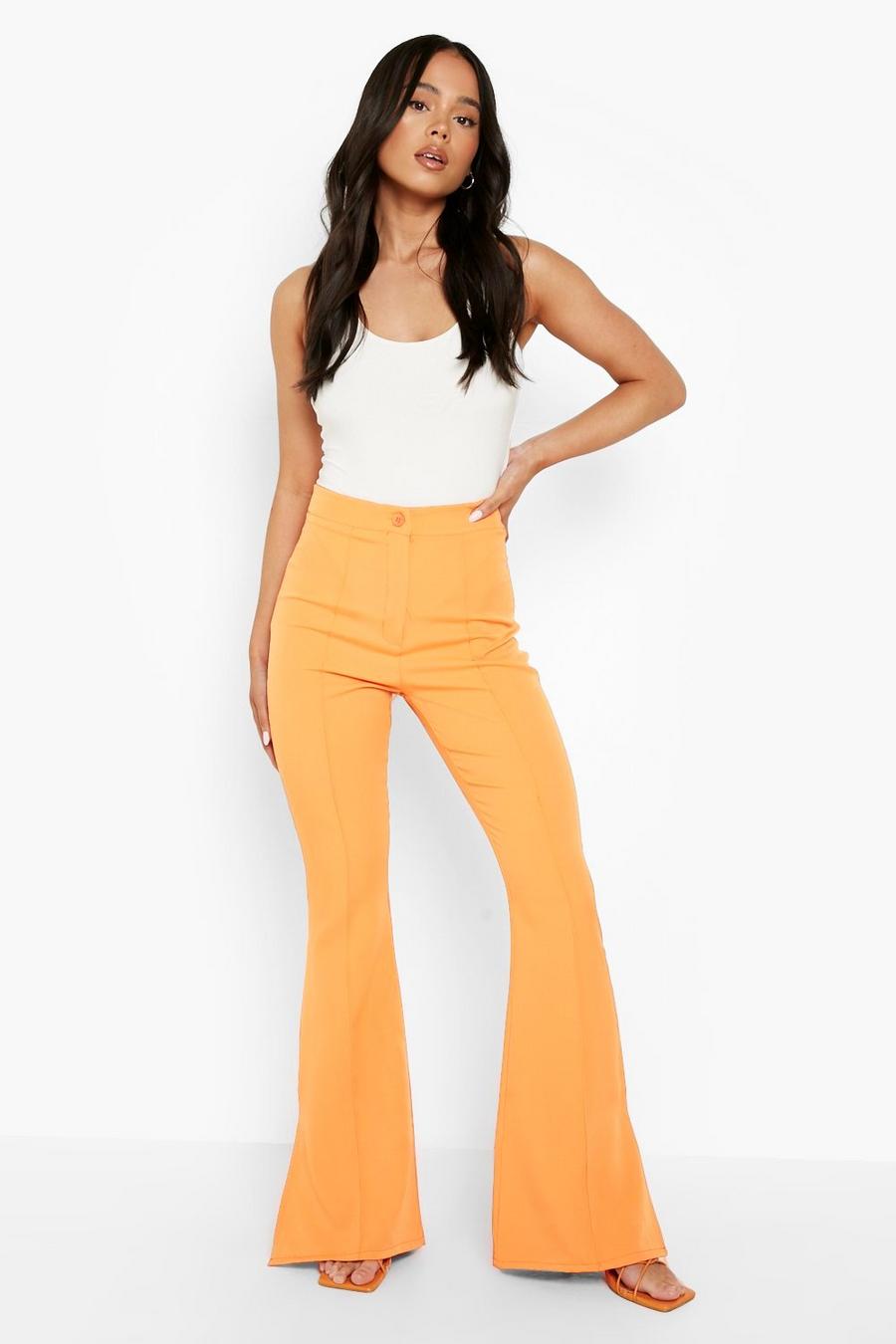 Orange Petite Seam Side Split Flare Dress Pants image number 1
