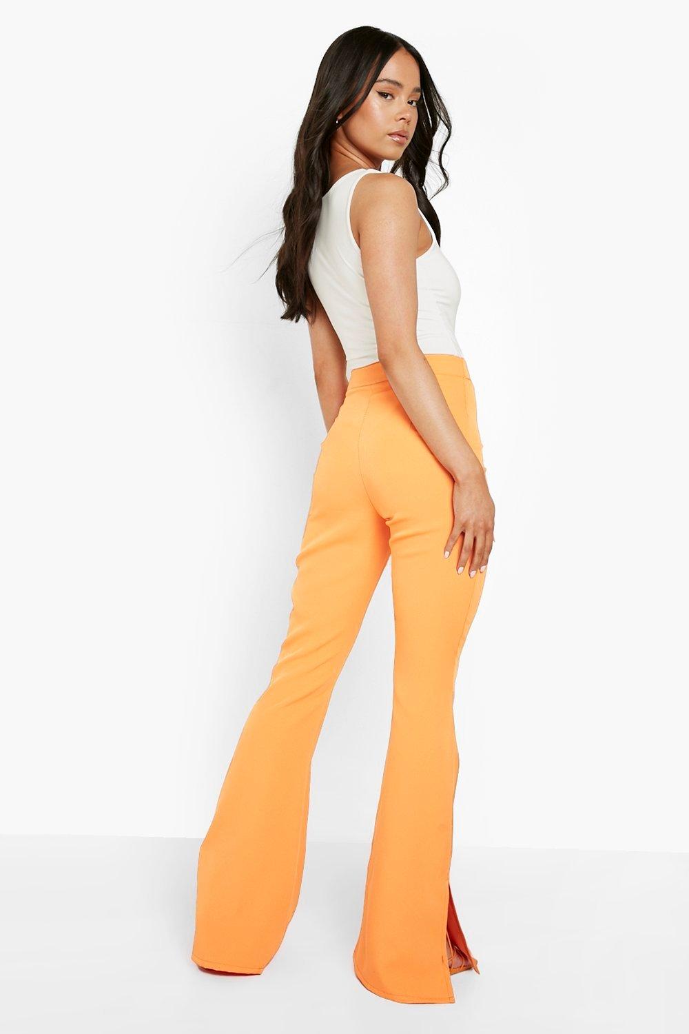 Petite Seam Side Split Flare Dress Pants