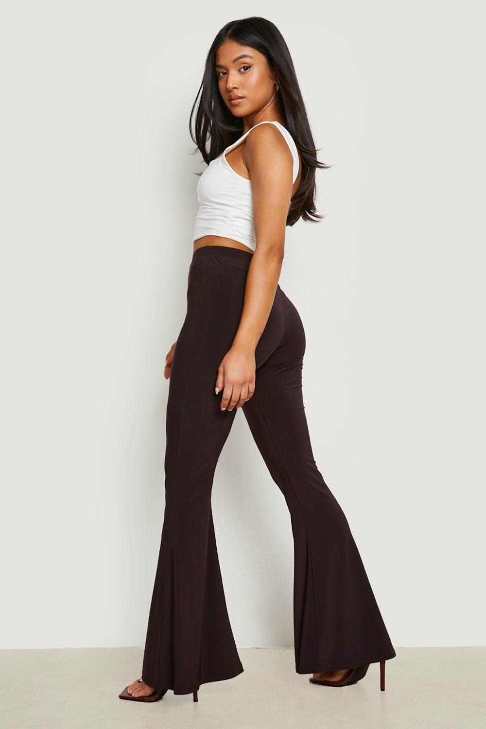 Petite High Waist Slinky Flared Pants