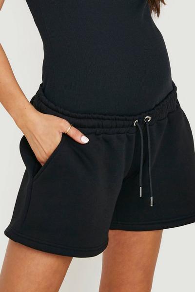 boohoo black Maternity Over The Bump Sweat Shorts