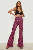 Hot pink Retro Print Fit & Flare Trousers