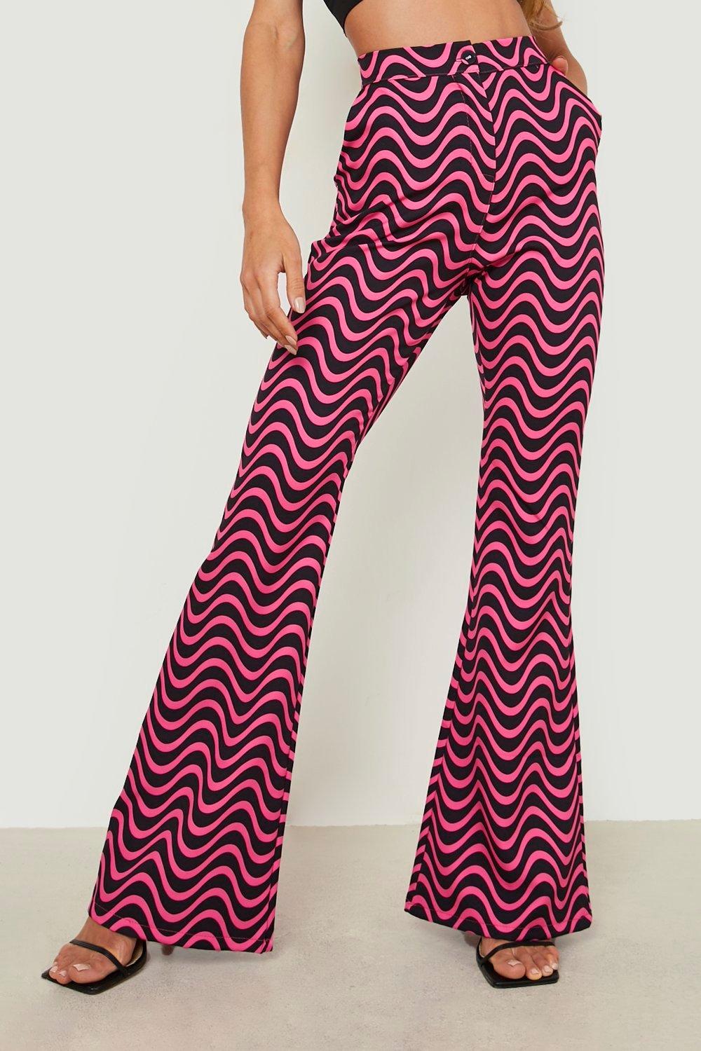 lenen meloen Broers en zussen Retro Print Broek Met Wijde Pijpen | boohoo