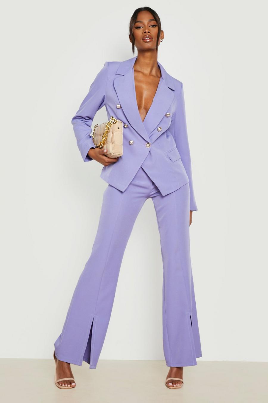 Lilac Split Front Tailored Straight Leg Pants image number 1