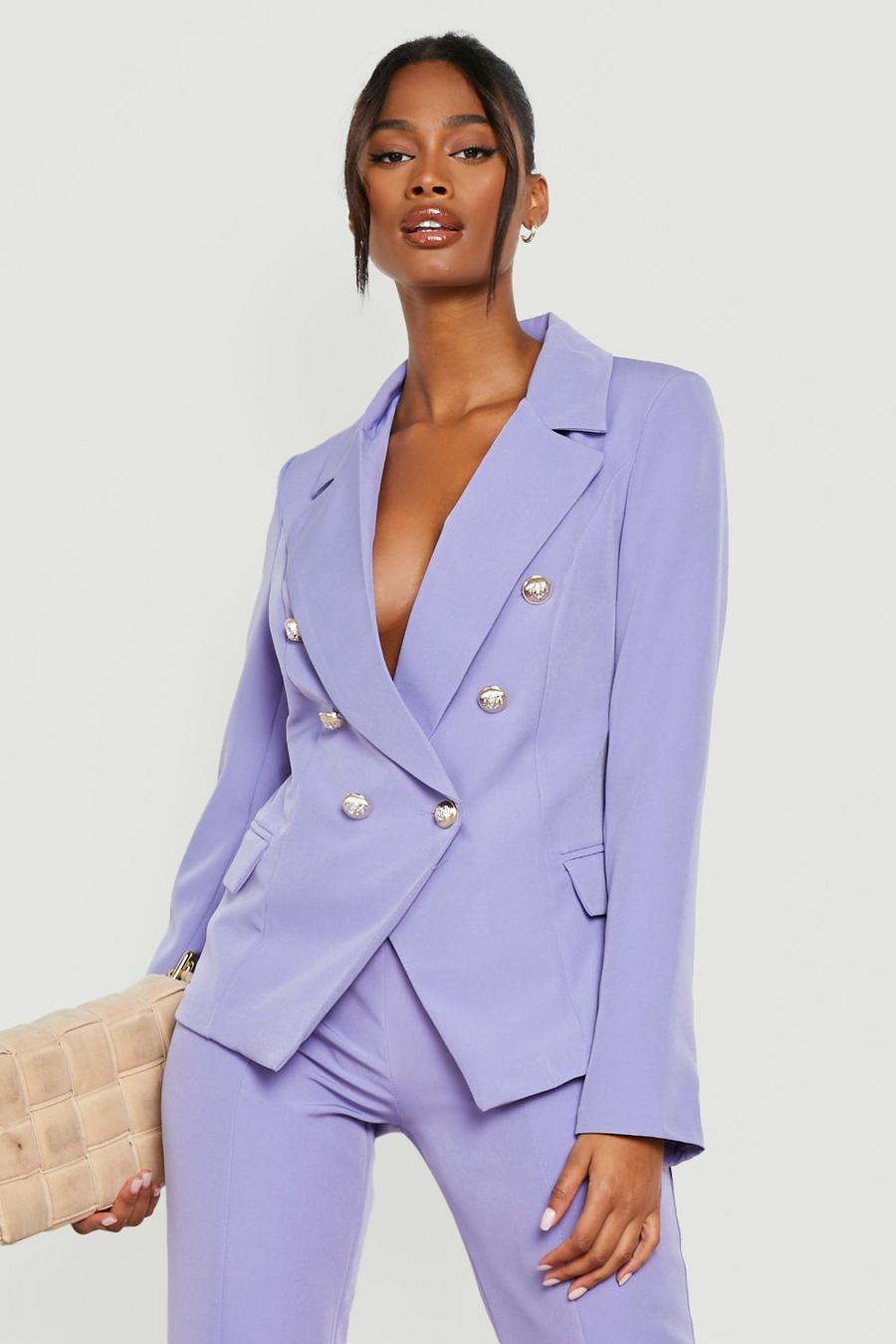 Lilac Gold Button Double Breasted Blazer image number 1