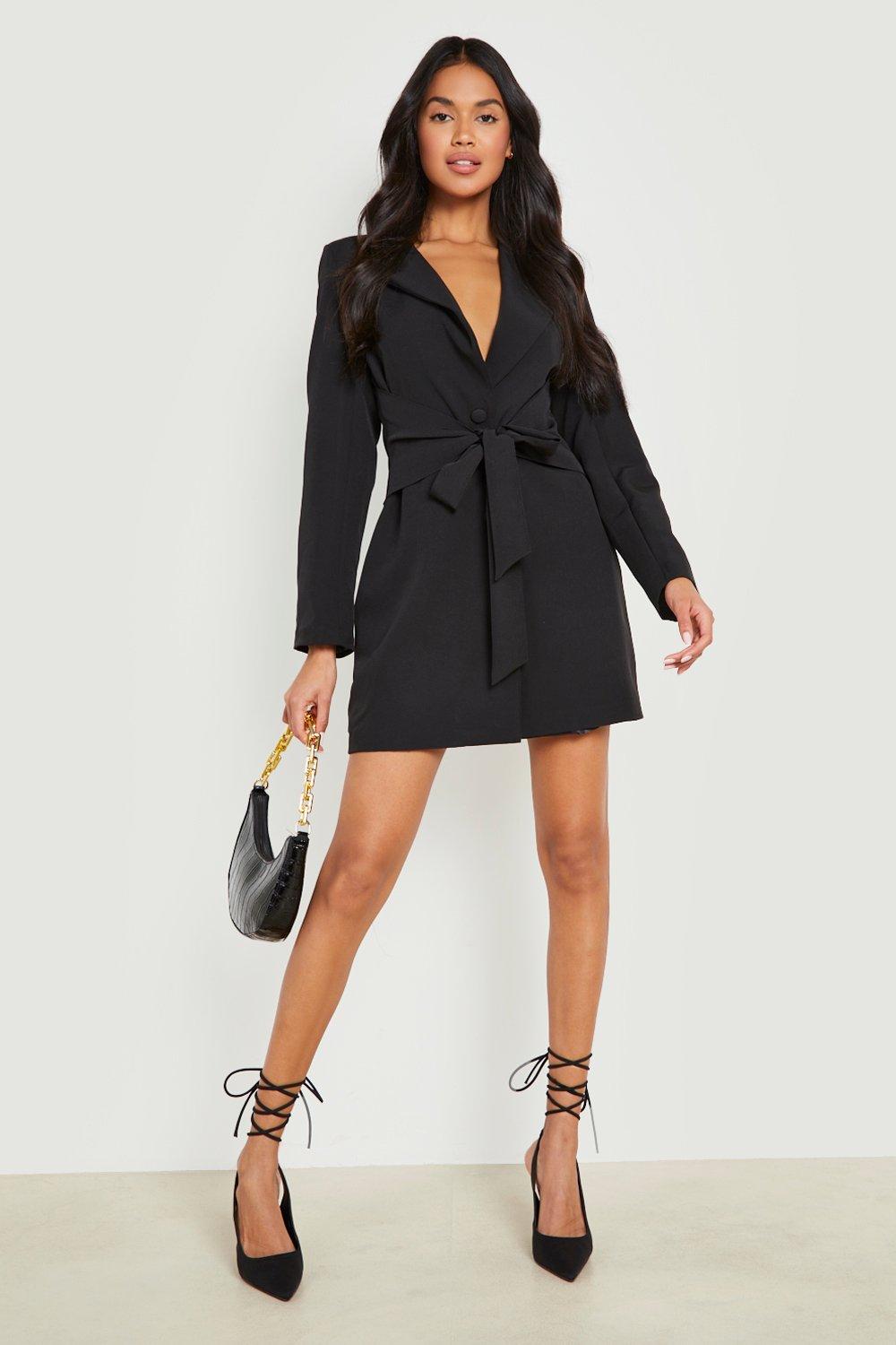 Boohoo black tie on sale dress