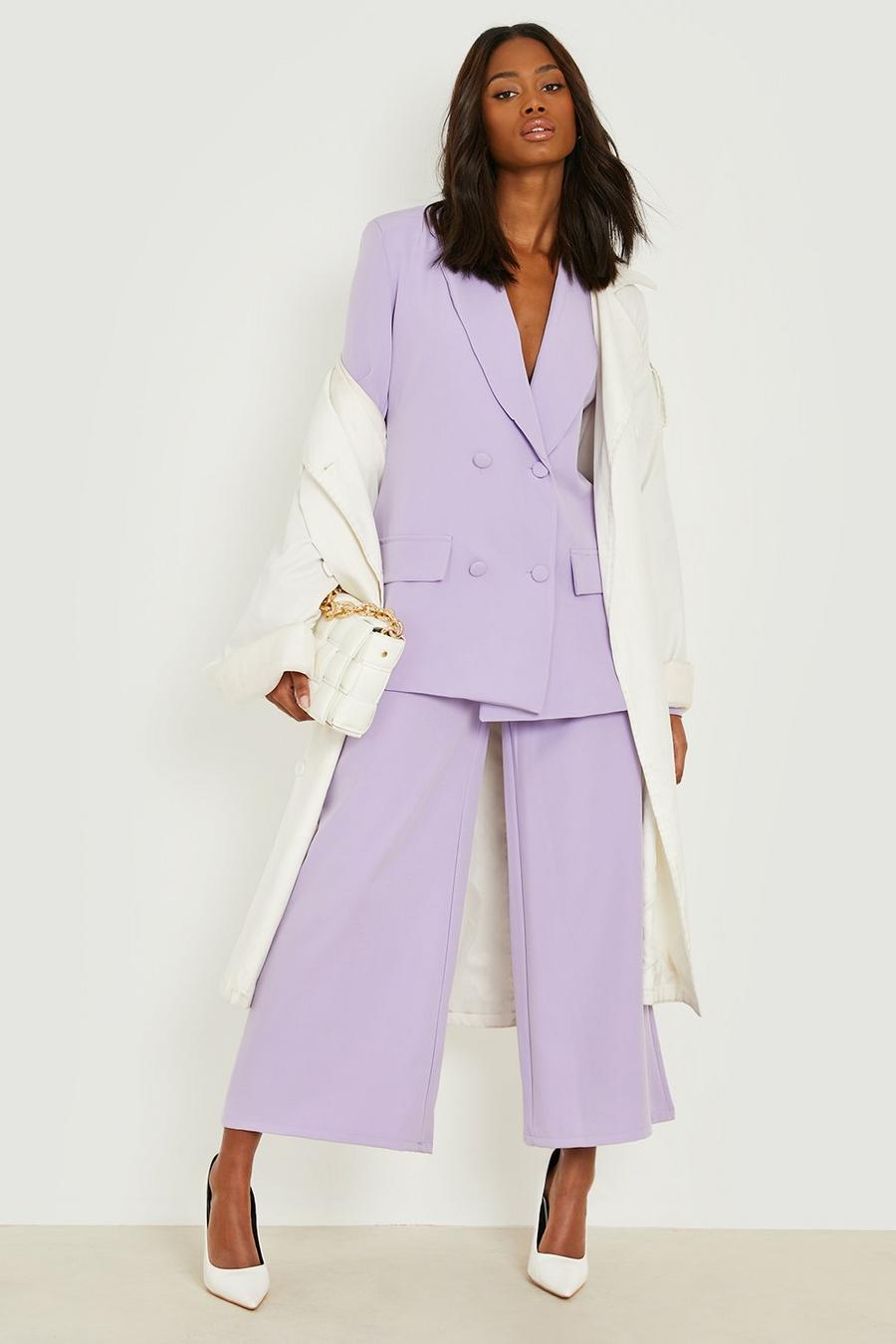 Lilac Wide Leg Longline Tailored Culottes image number 1