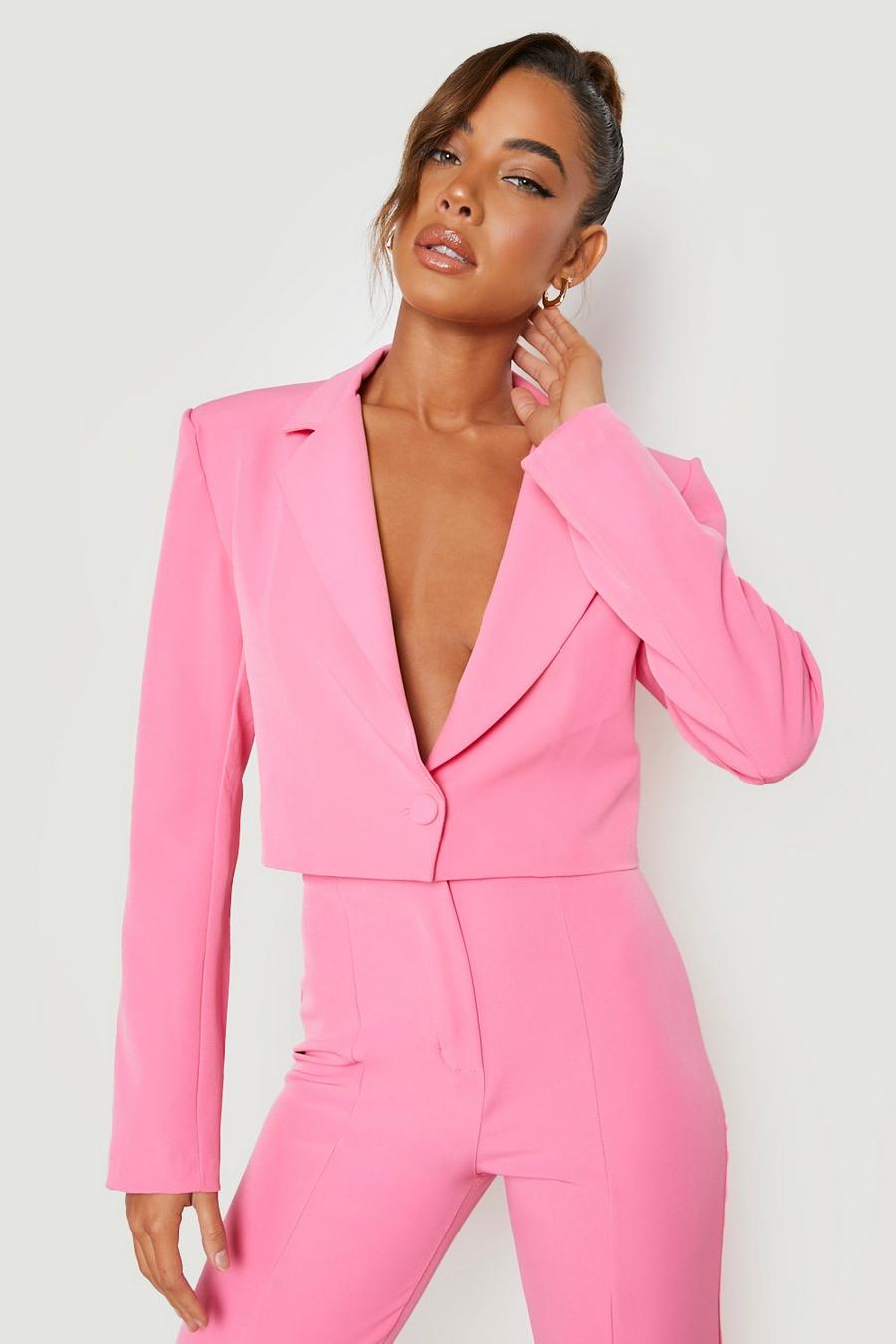 Bright pink Tailored Cropped Blazer image number 1