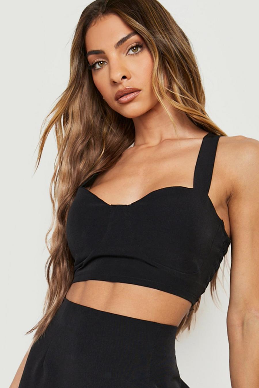 Black Sweetheart Neck Strappy Bralettete image number 1