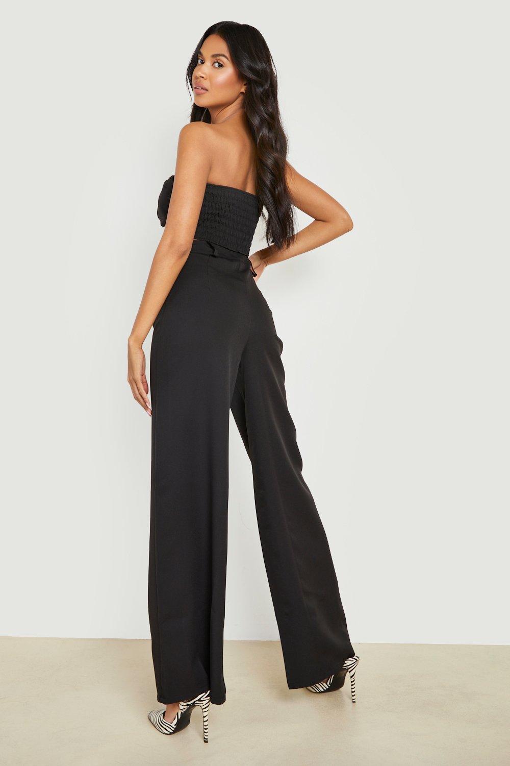 Black Wide-Leg Tailored Pants