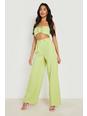 Lime vert Pleat Front Wide Leg Tailored Trousers
