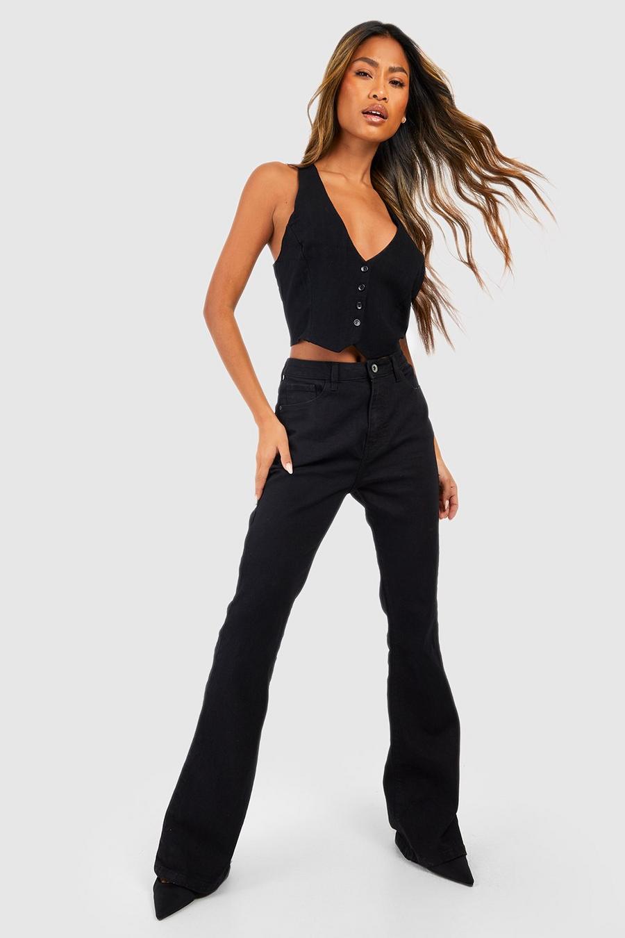 Black nero מכנסי ג'ינס מתרחבים בייסיק high waist עם 5 כיסים