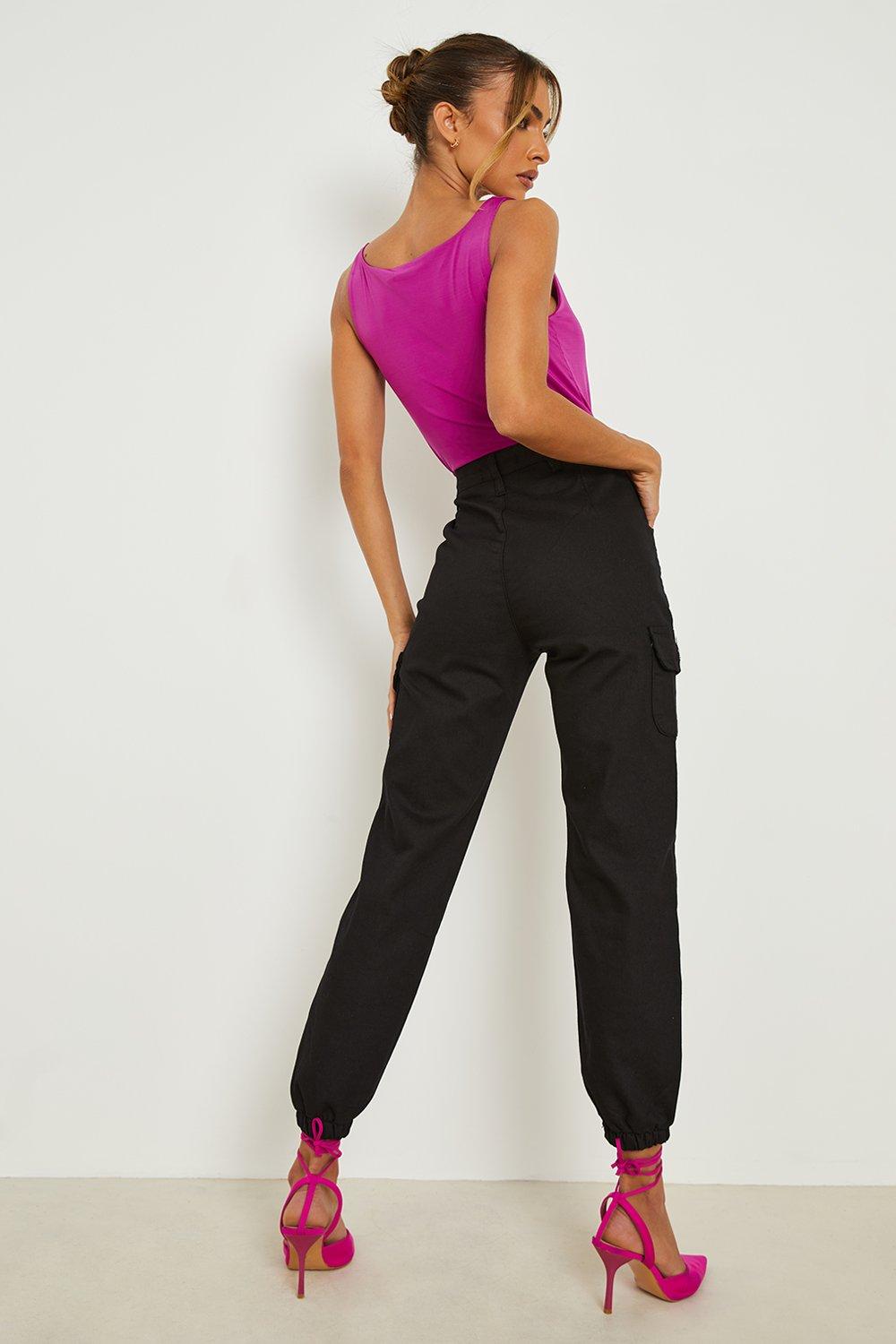 Women's High Waisted Casual Woven Cargo Pants