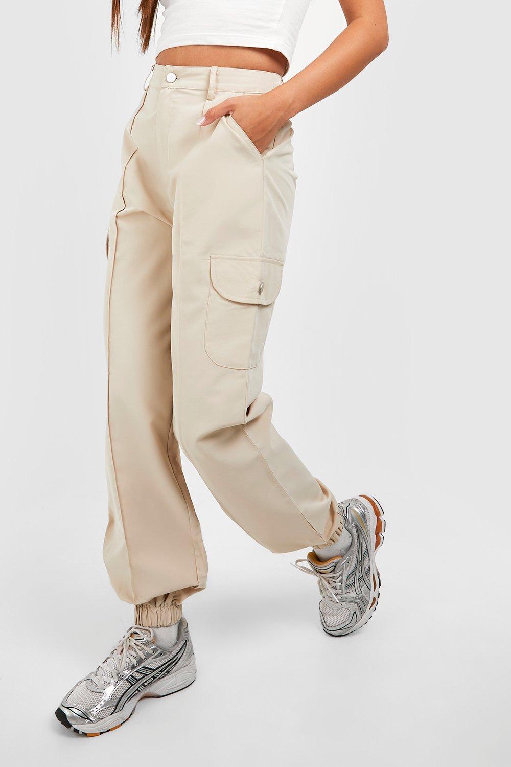 Cargo Pants with Frosted Chain - Beige