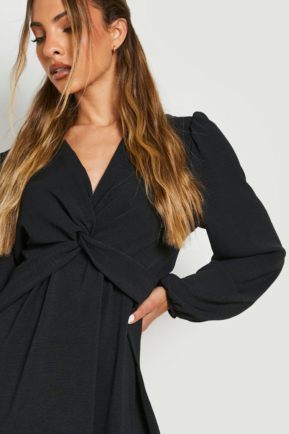 Twist front outlet long sleeve dress