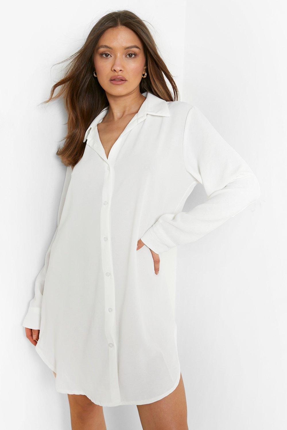 Boohoo shirt hot sale dress white