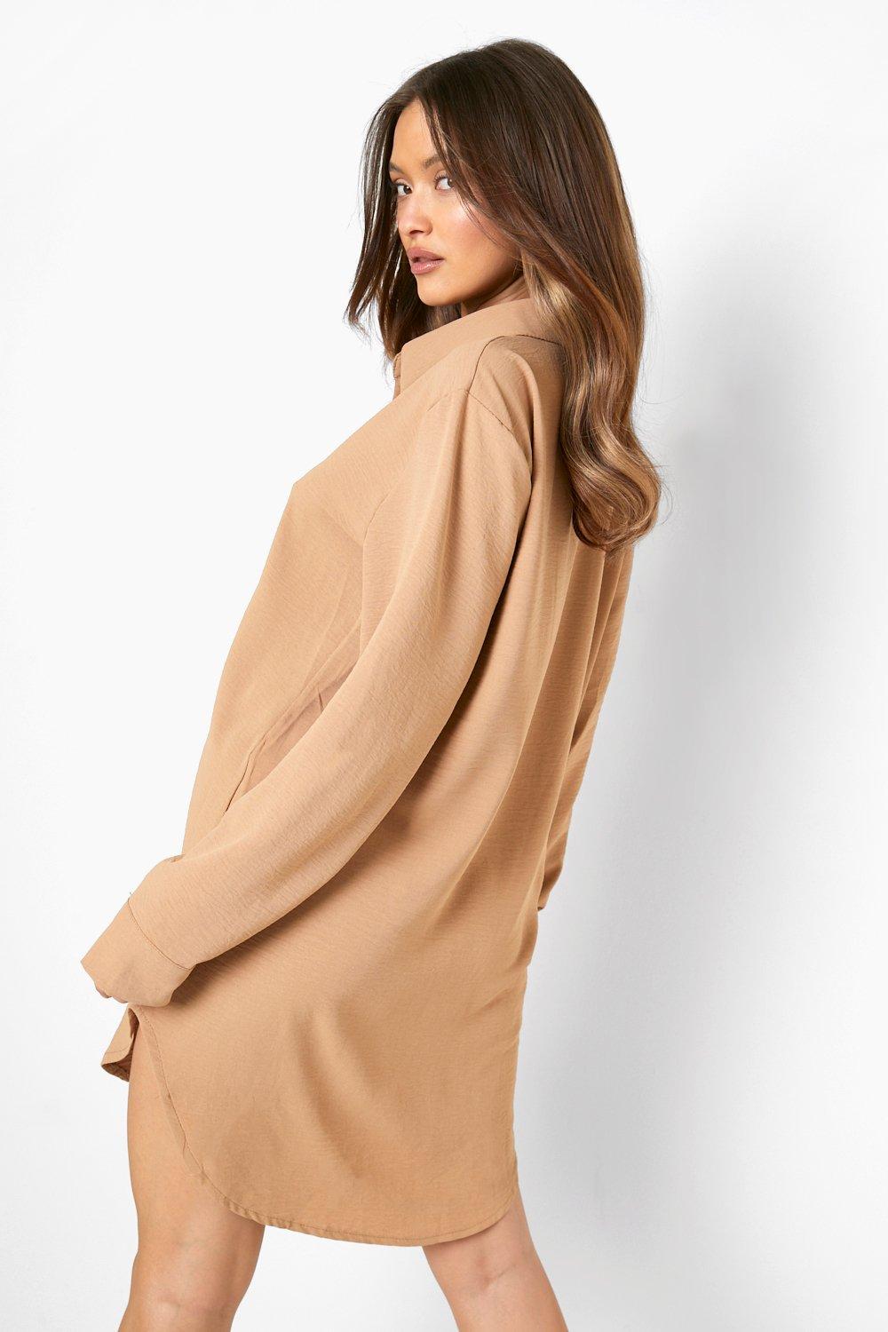 Women s Textured Oversized Shirt Dress Boohoo UK