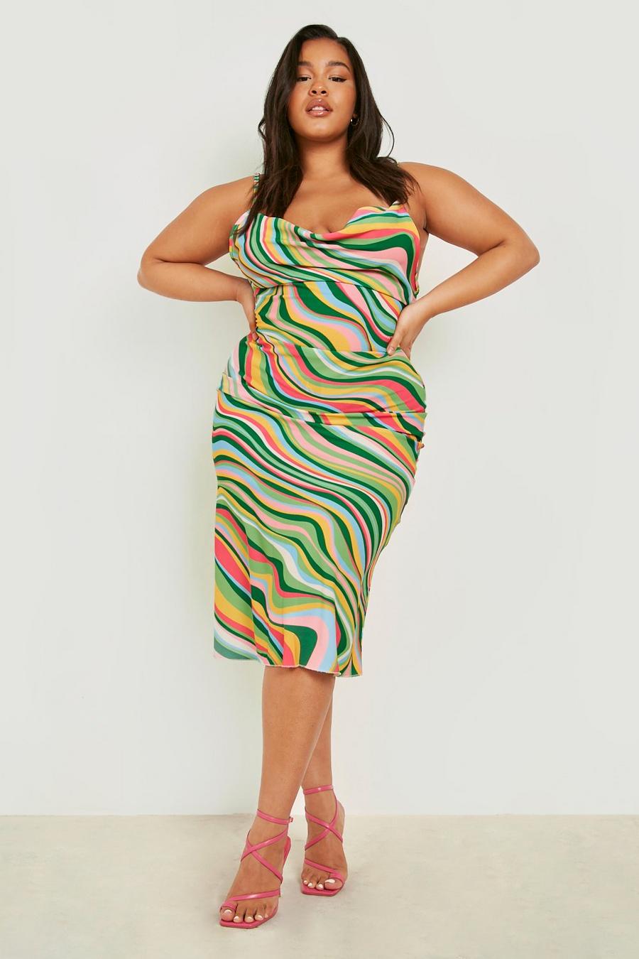 Green Plus Abstract Print Midi Dress image number 1