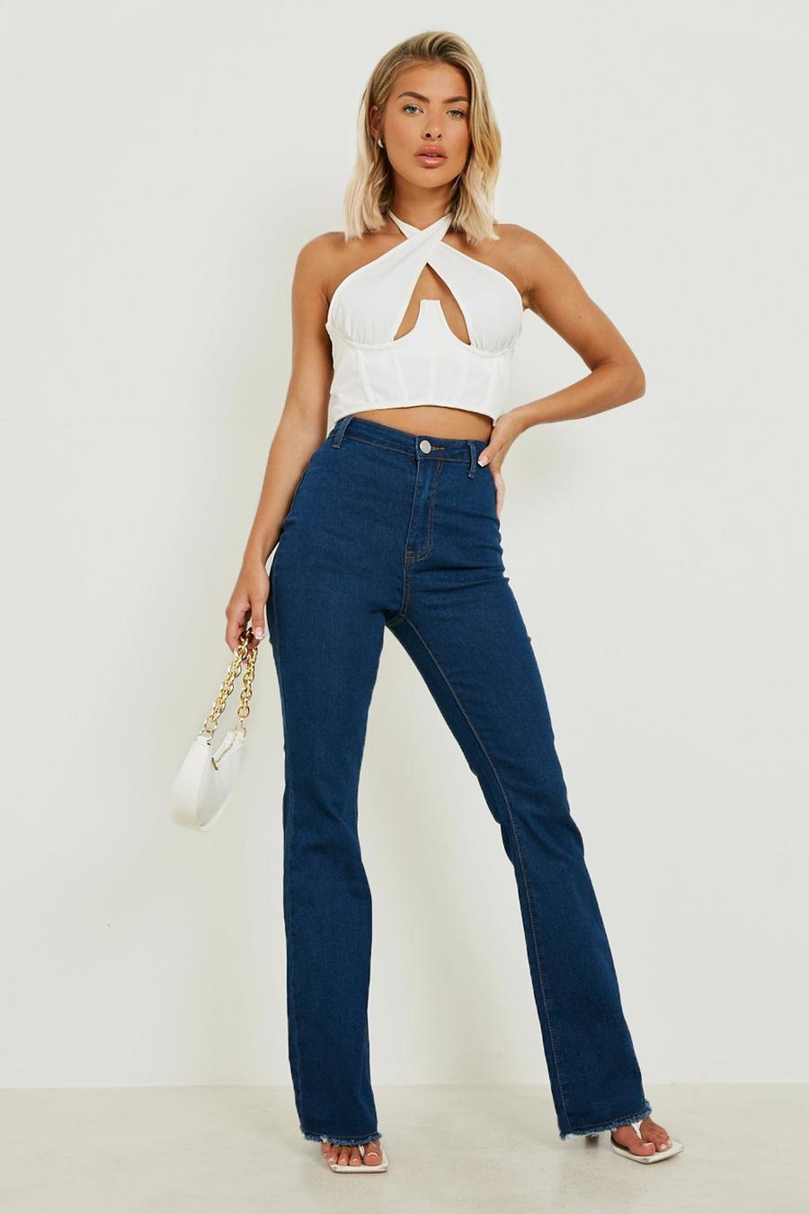 True blue Basics High Waisted Disco Flared Jeans image number 1