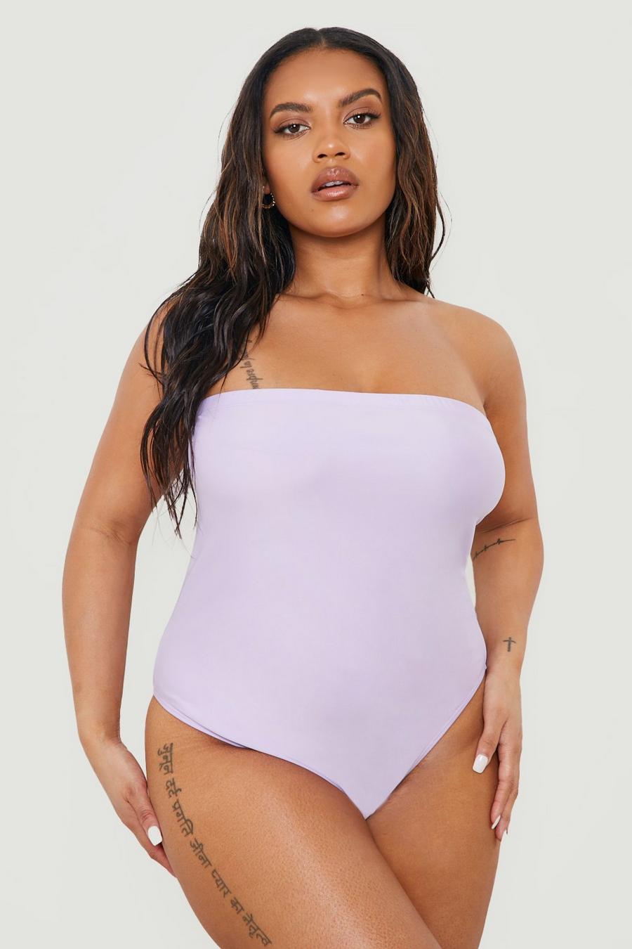 Lilac purple Plus Essentials Bandeau Swimsuit image number 1