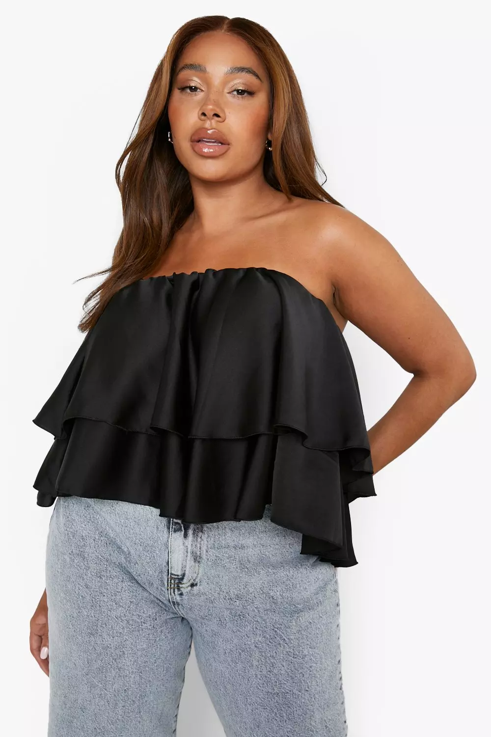 Ruffle store bardot top