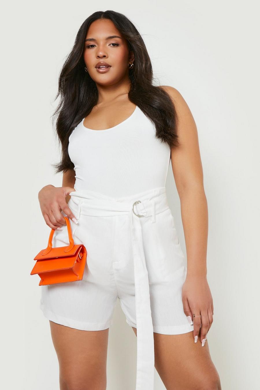 White Plus Woven Belted Short