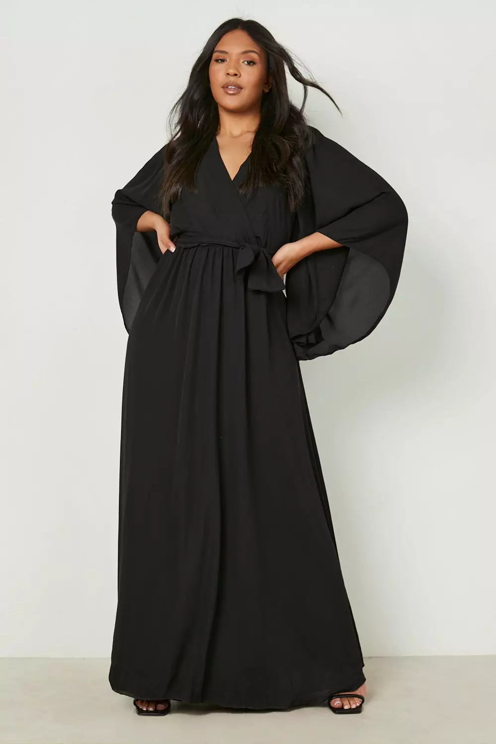 Chiffon angel on sale sleeve maxi dress