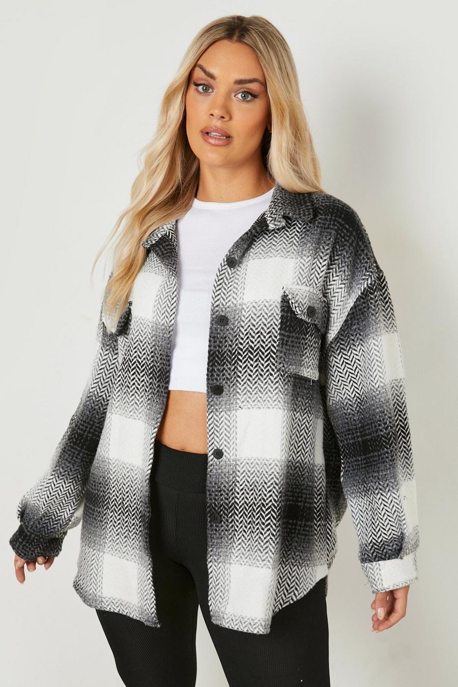 Black Plus Checked Shacket image number 1