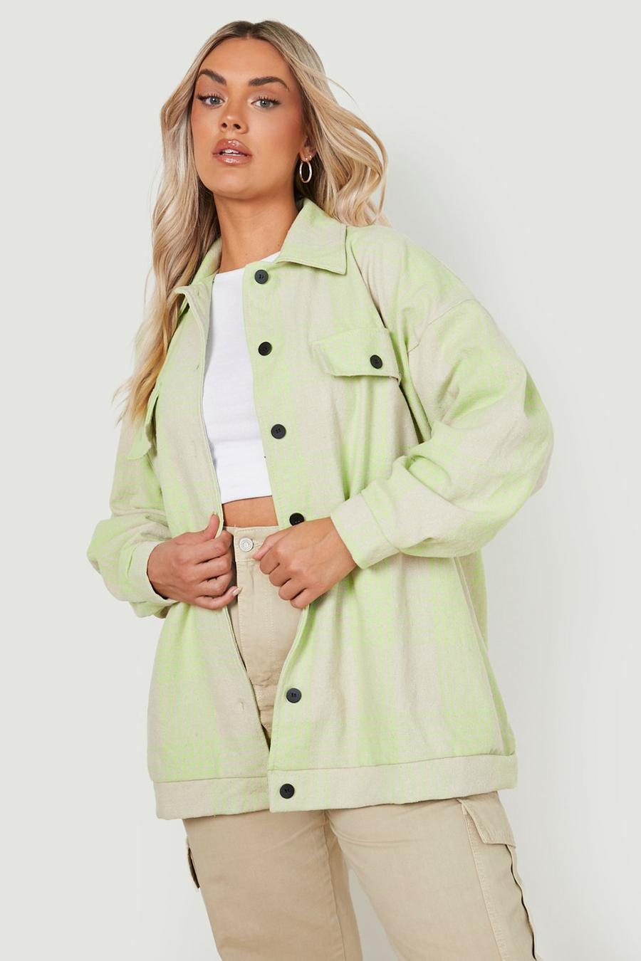 Lime Plus Checked Shacket image number 1