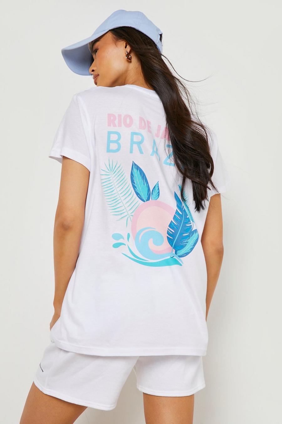 Oversize T-Shirt mit Brazil-Print, White image number 1