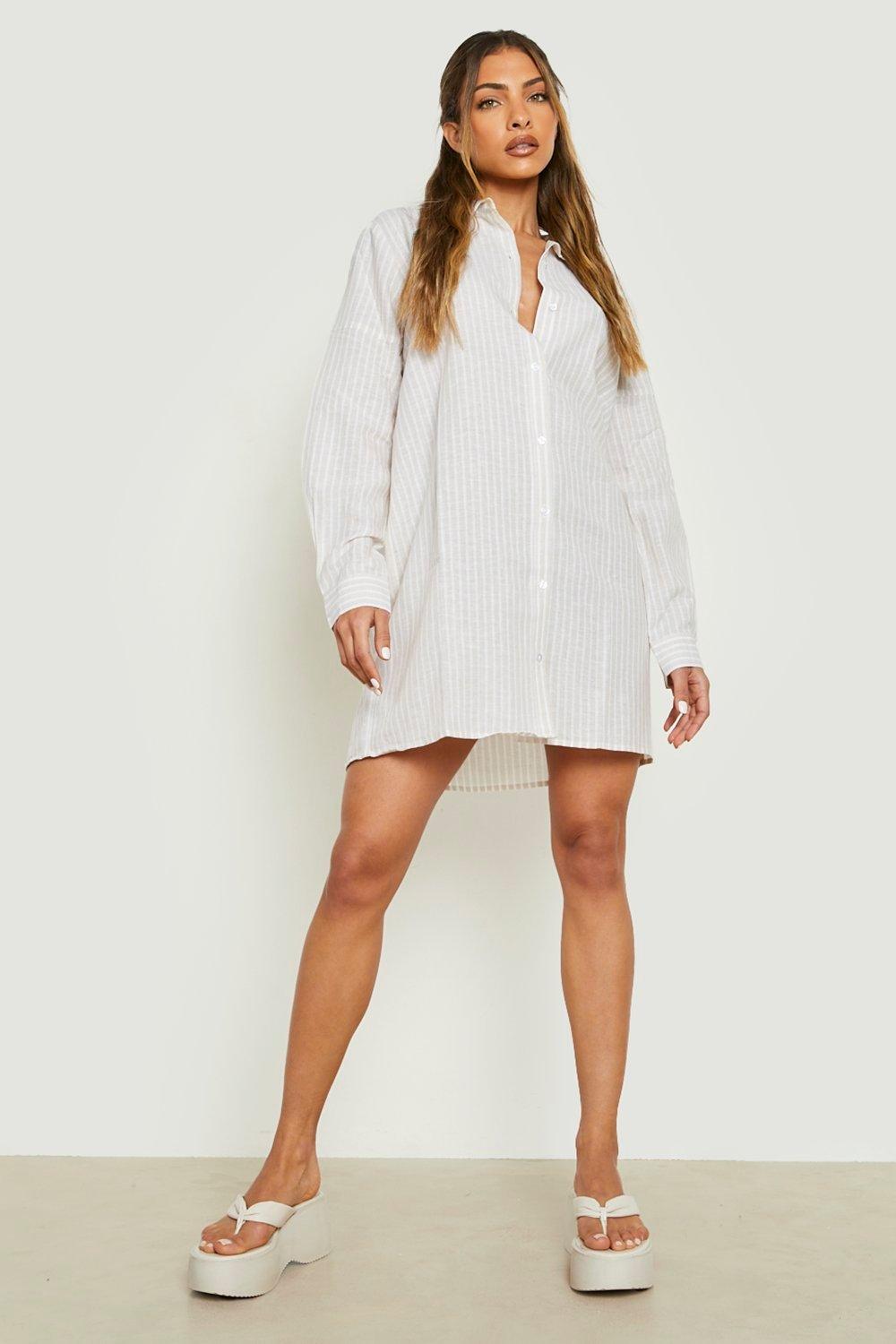 Boohoo white shirt outlet dress