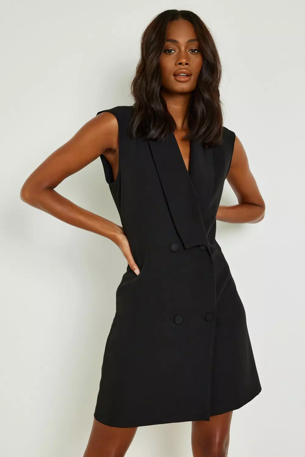 Black double sale breasted blazer dress