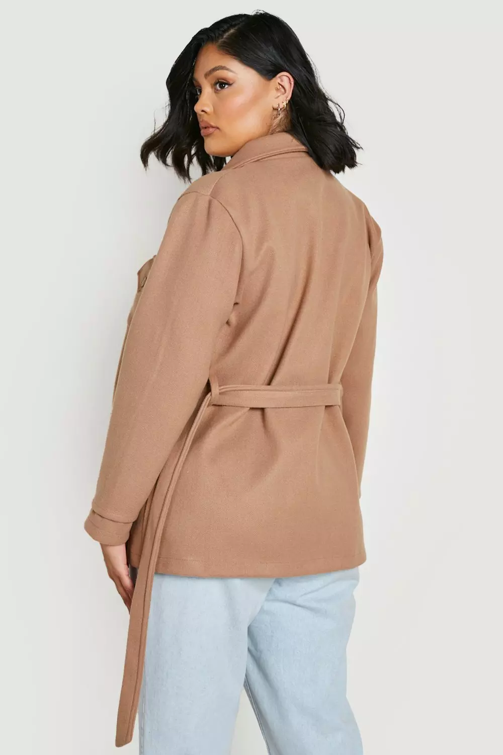 Camel Plus Wool Belted Shacket alternative image