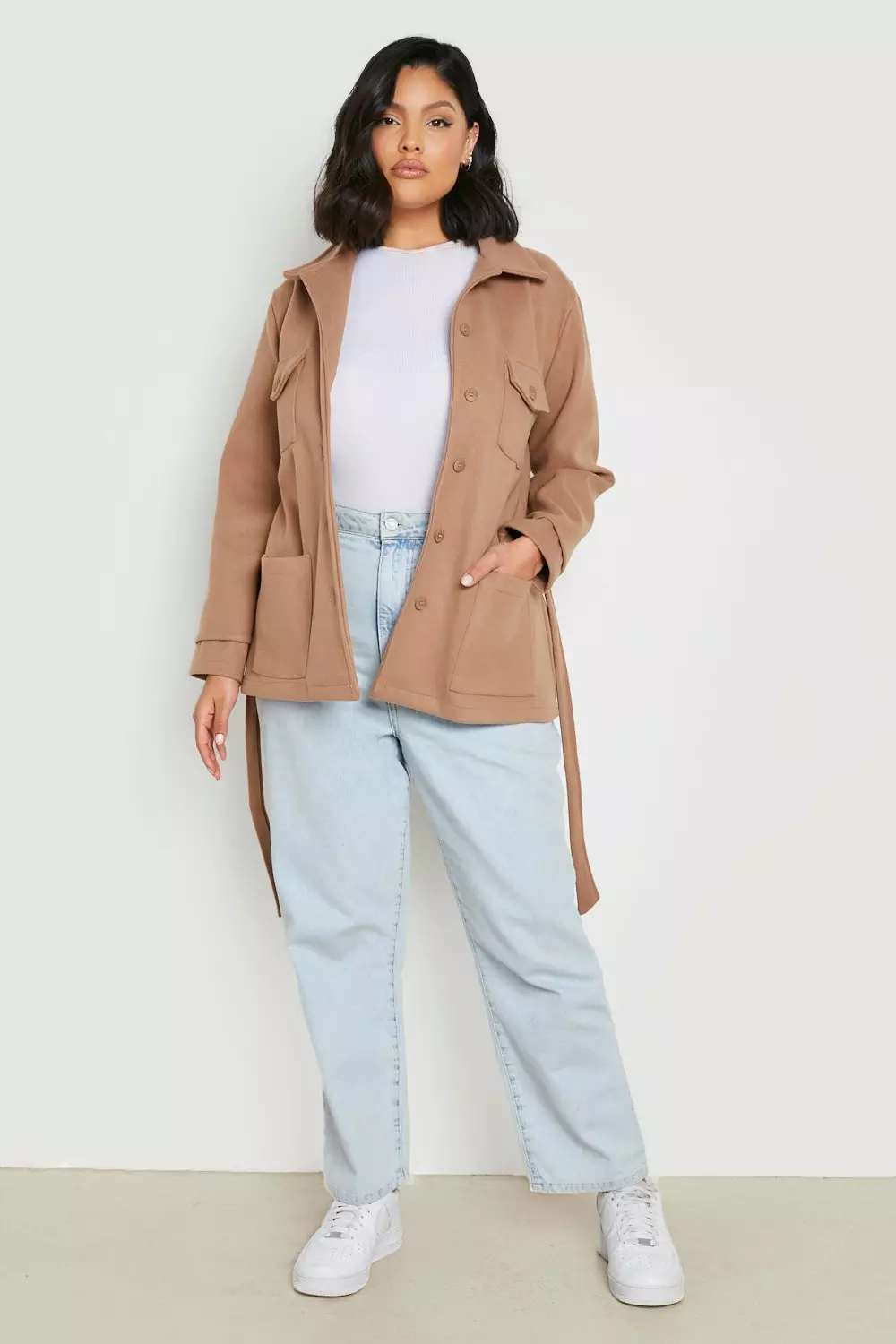 Camel Plus Wool Belted Shacket alternative image