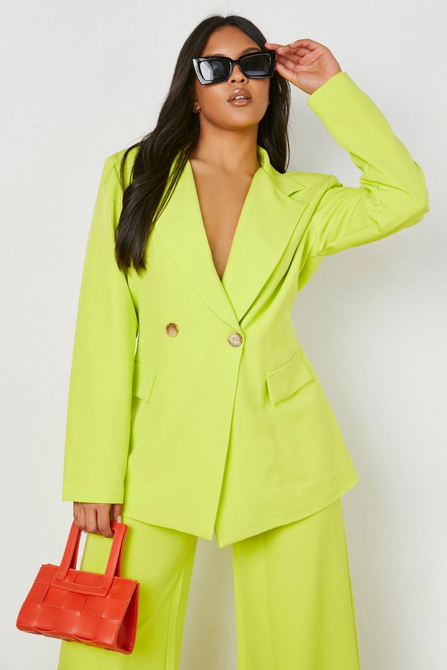 Neon-lime Plus Neon Double Breasted Blazer image number 1
