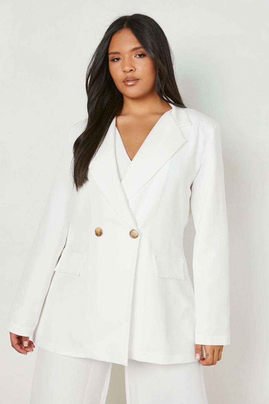 White Plus Neon Double Breasted Blazer image number 1