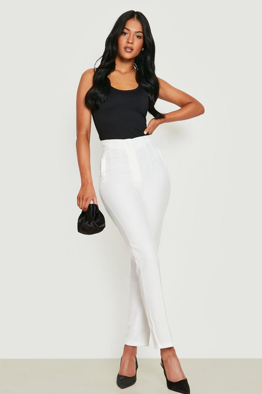 White Tall Pleated Tailored Pants image number 1