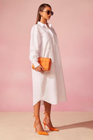 Cotton Poplin Maxi Shirt Dress ivory