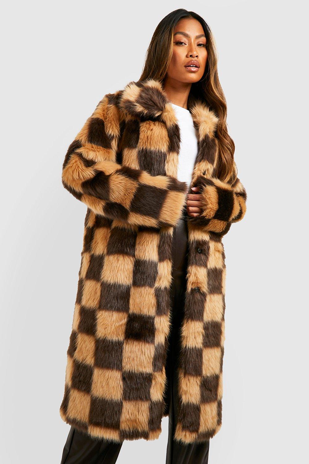 Checkered 2025 fuzzy jacket