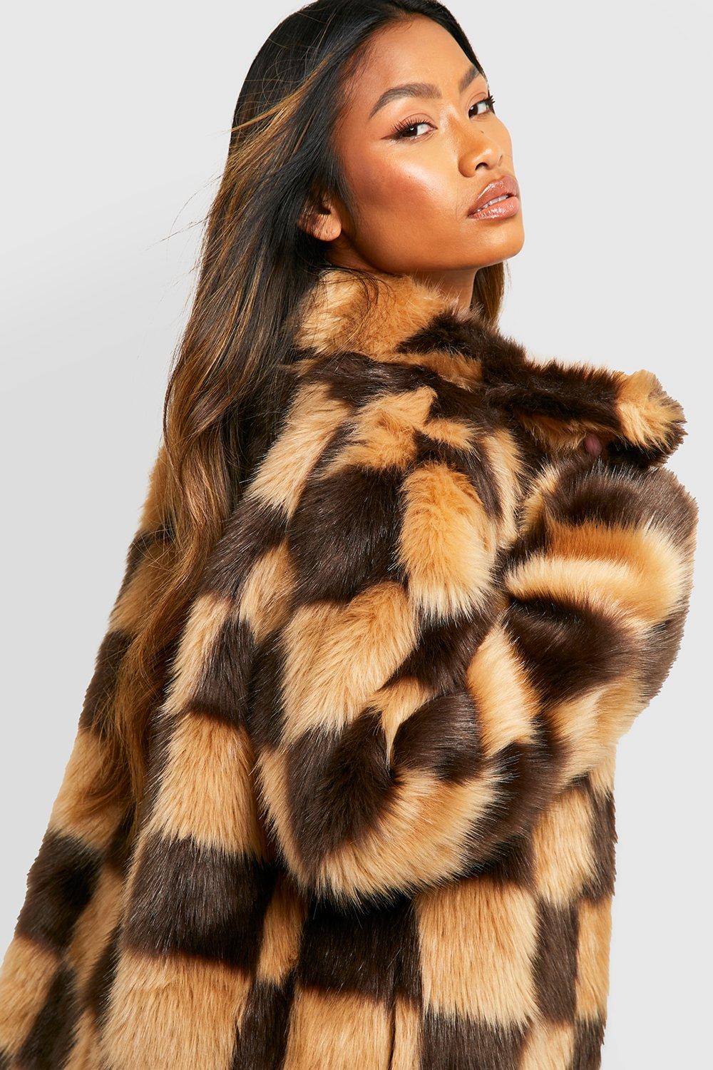 boohoo Plus Size Oversized Pocket Detail Faux Fur Jacket