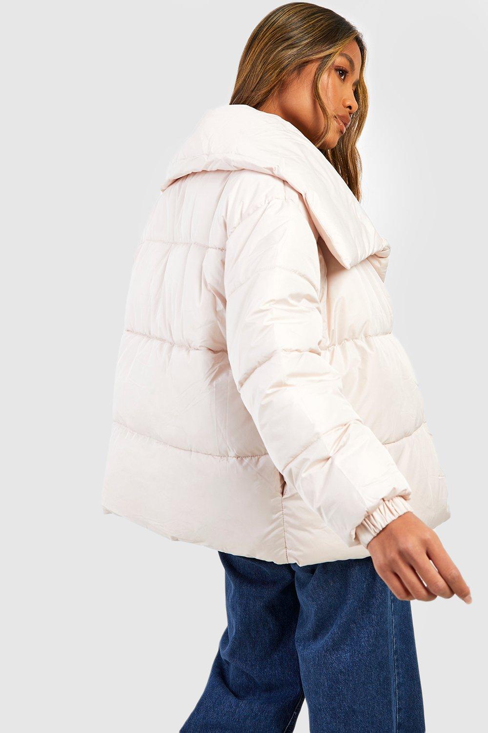 Oversized Collar Puffer Jacket | boohoo