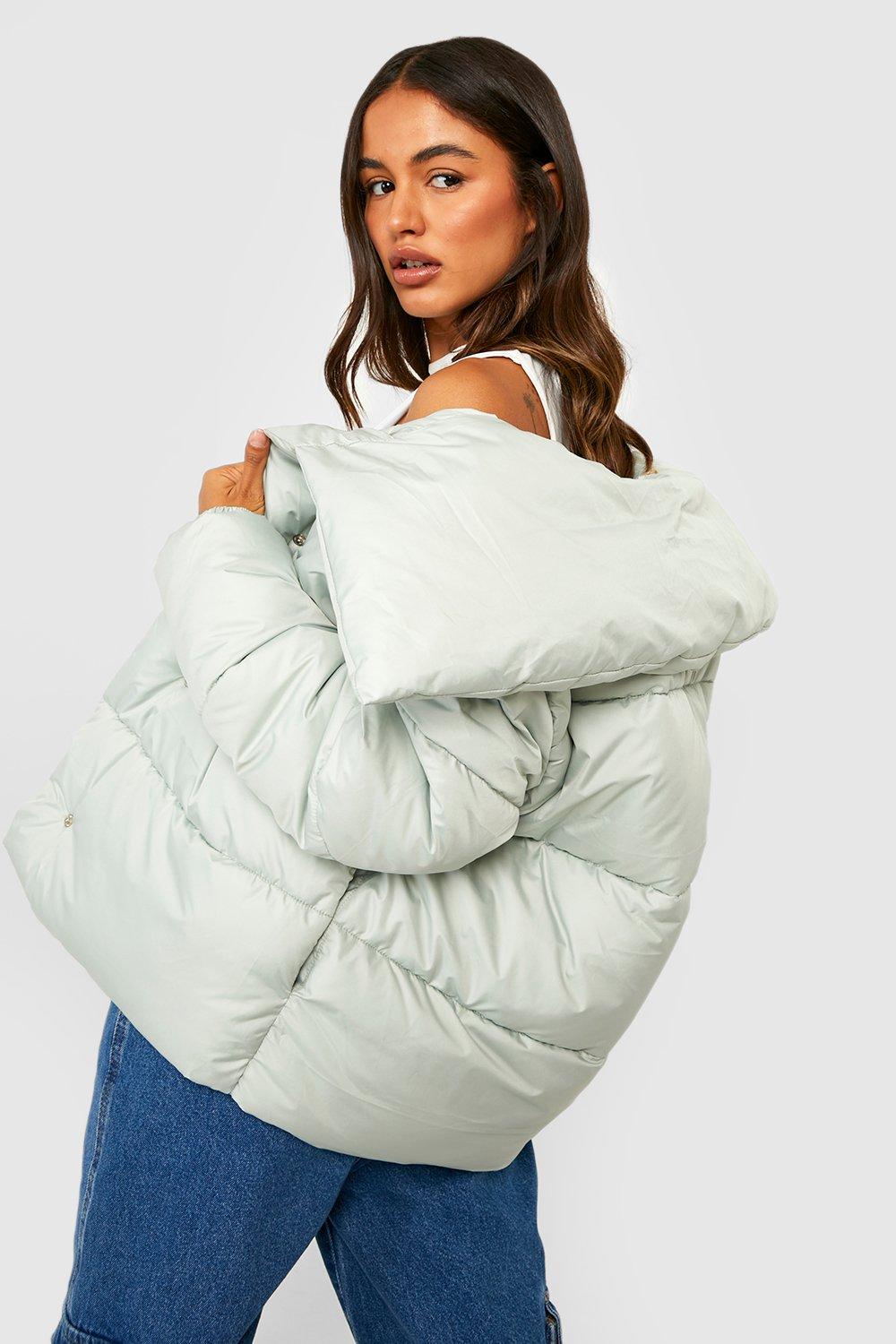 Green oversized clearance puffer jacket