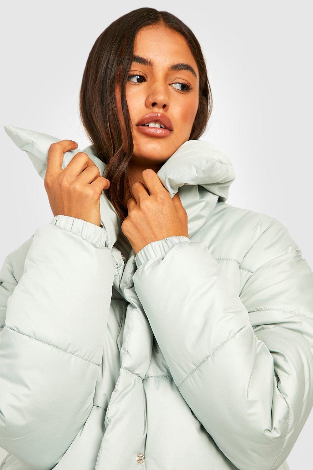 Oversized collar puffer on sale coat