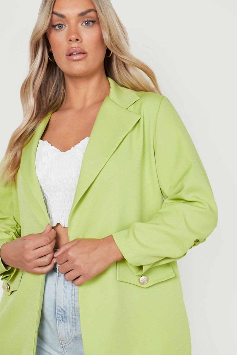 Plus size 2025 lime green blazer