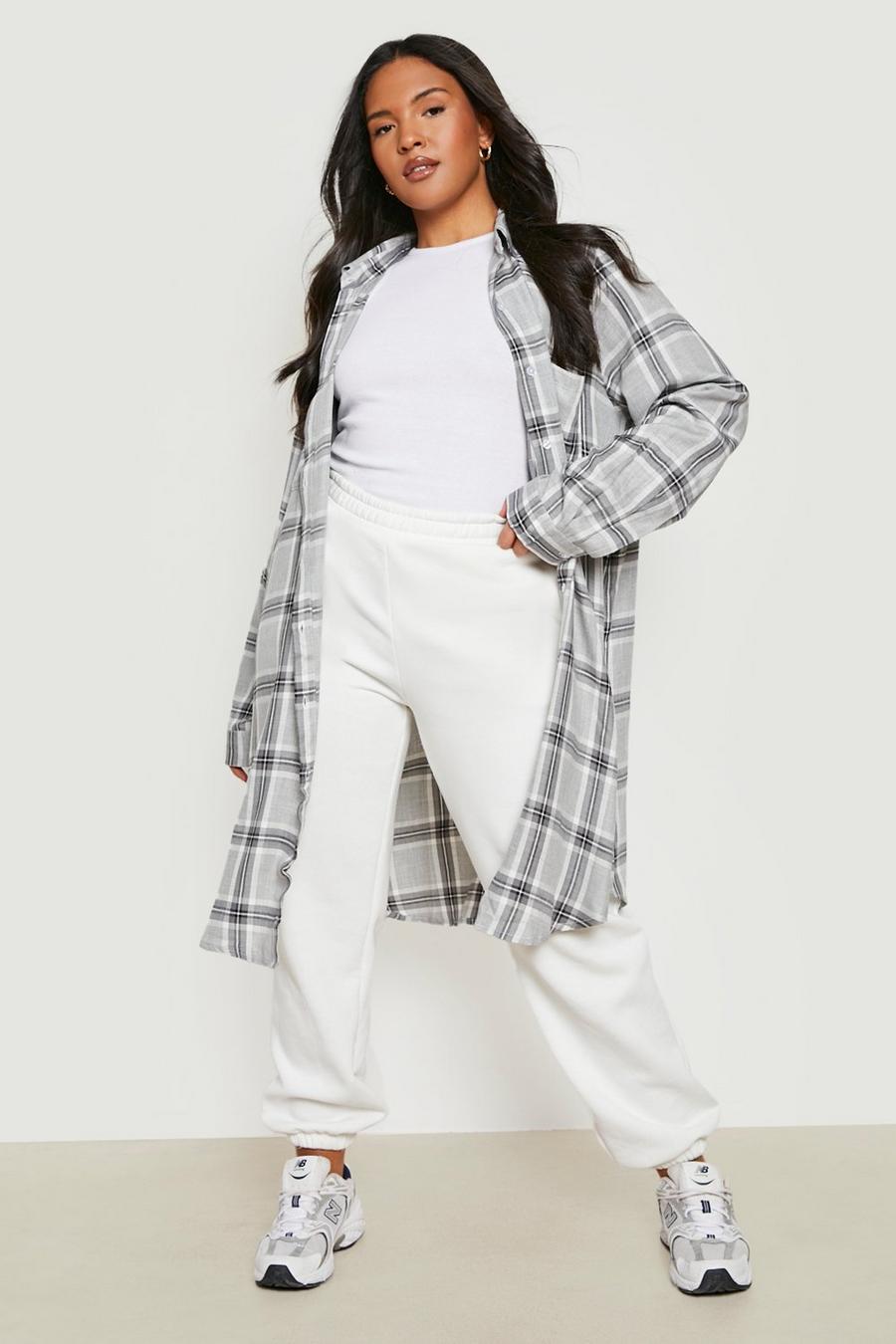 Camicia Plus Size oversize a quadri, Grey