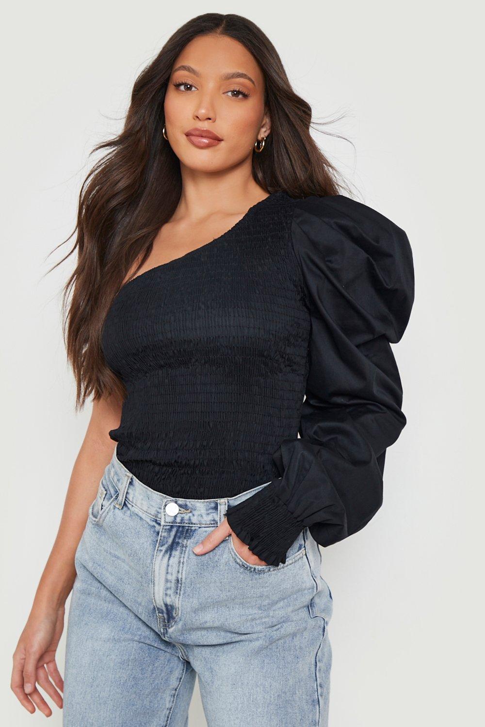 Black long sleeve puff best sale shoulder top