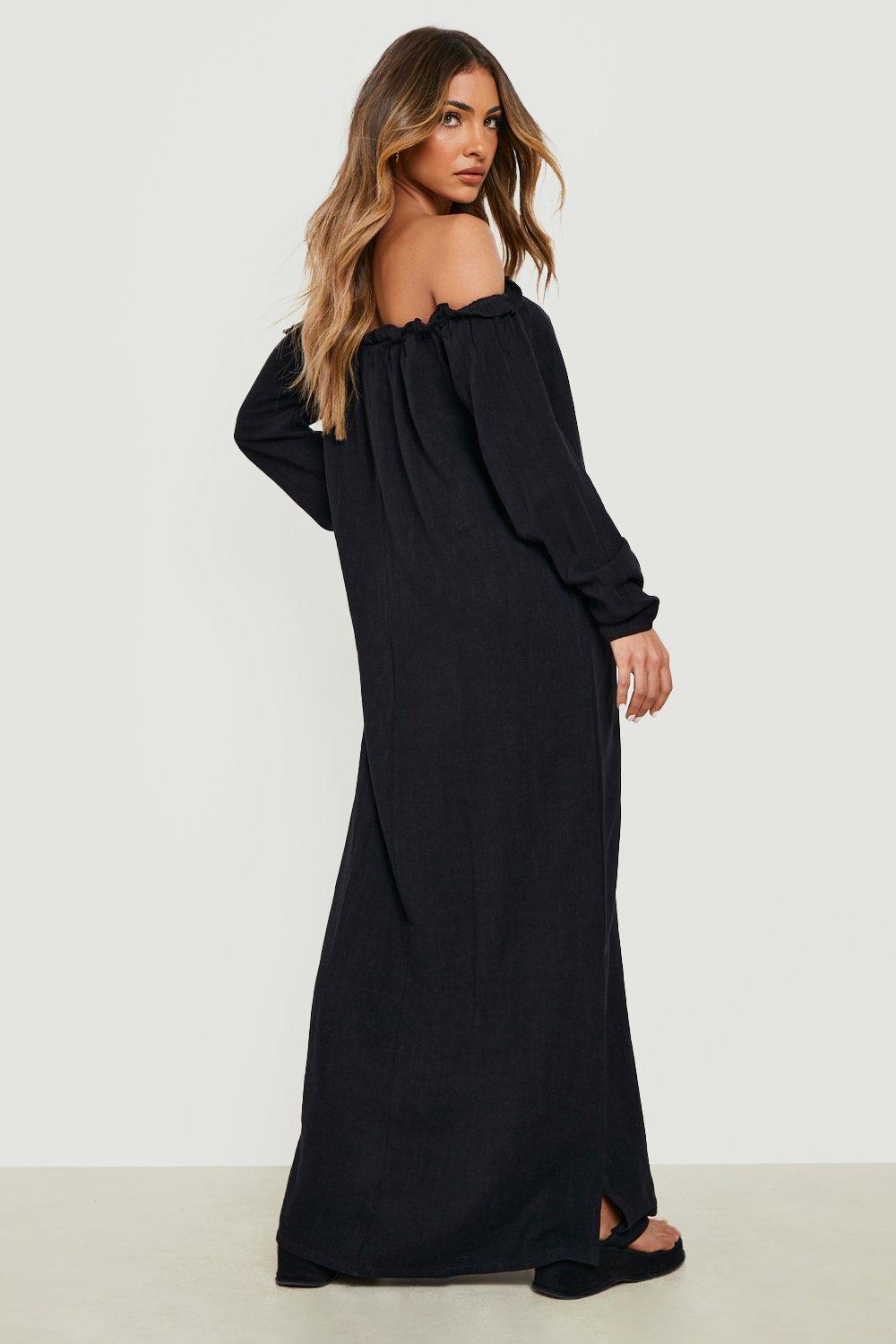 Linen hotsell bardot dress