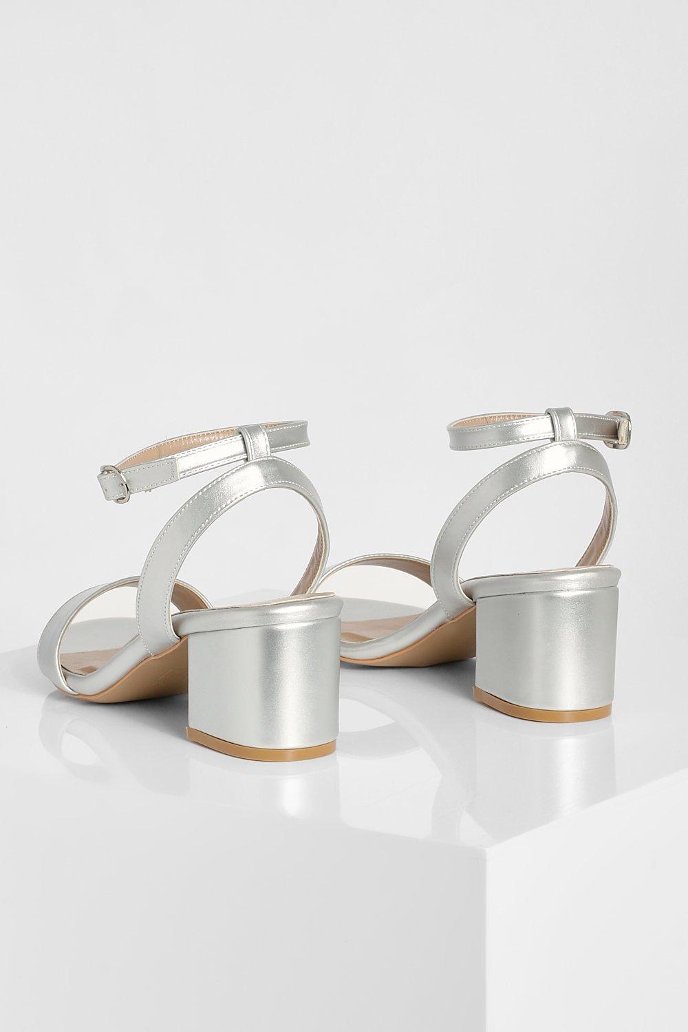 Metallic low hotsell heel sandals