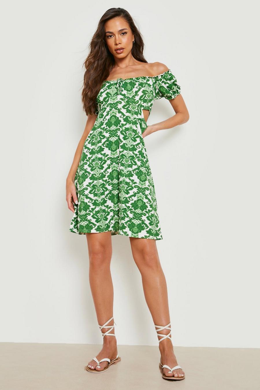 Bright green Baroque Off The Shoulder Cut Out Sundress