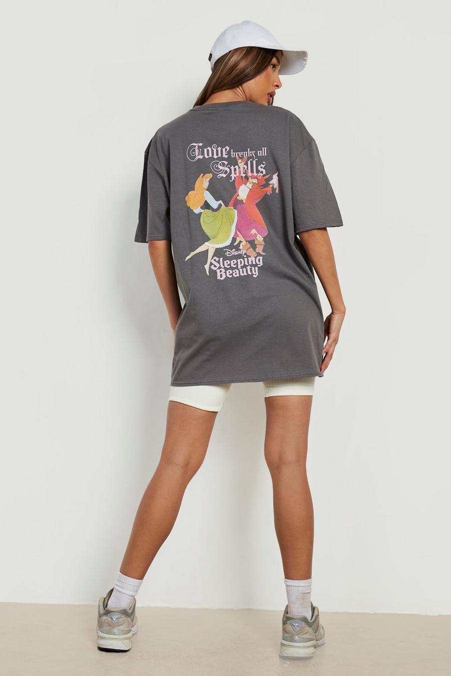 T-shirt oversize con stampa della Bella Addormentata sul retro, Charcoal image number 1