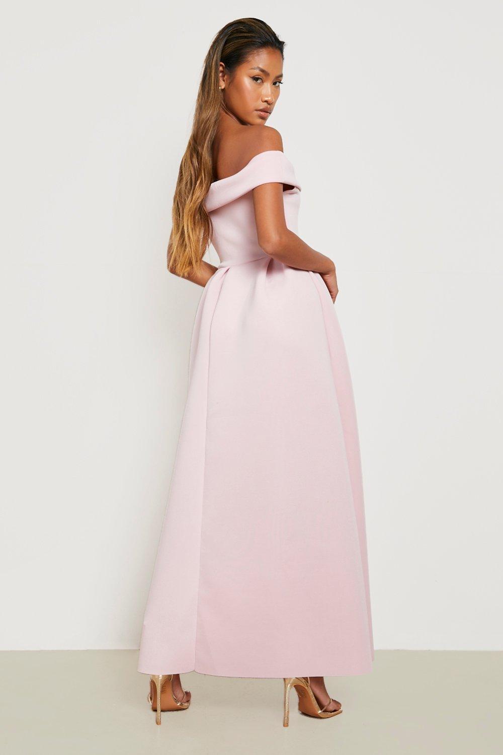 Pink bardot shop maxi dress